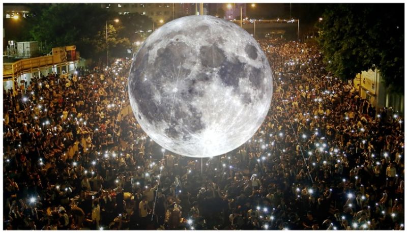 Museum of the Moon installation art by Luke Jerram today at Thiruvananthapuram global science festival afe