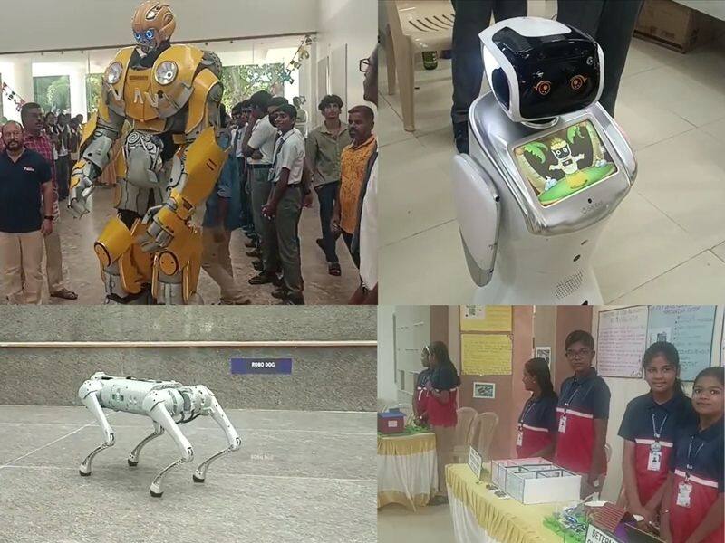 robotic exhibition held private schools at udumalpet in tirupur district vel