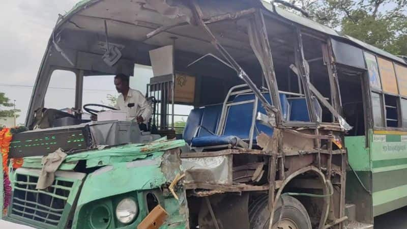 5 persons highly injured while government bus hit tree at road side in ariyalur district vel