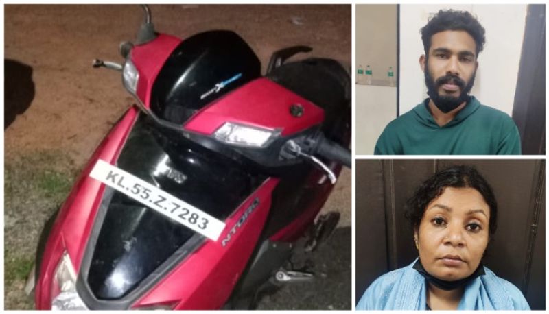 young man and woman arrested while smuggling ganja using scooter afe