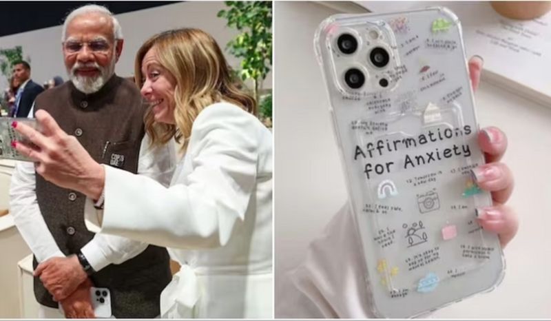 Italy PM Giorgia Meloni has anti anxiety phone case