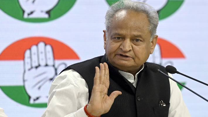 Ashok Gehlot hits out at BJP govt in rajasthan not forming cabinet and chiranjeevi scheme smp