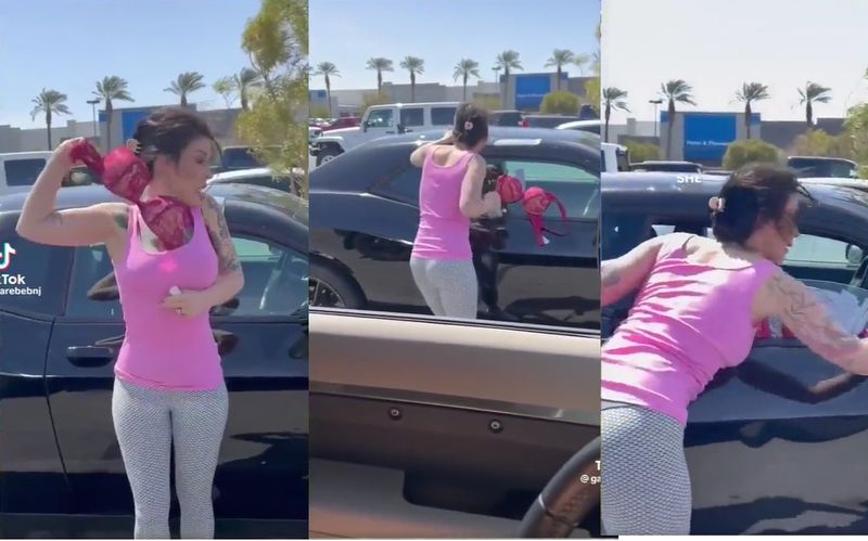 A woman opened the door of a locked car using a bra, the video went viral!-sak