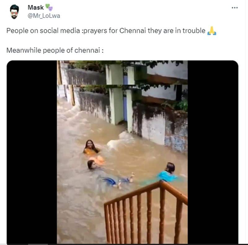 Cyclone Michaung People of Chennai enjoying swimming in floods here is the truth of viral video jje