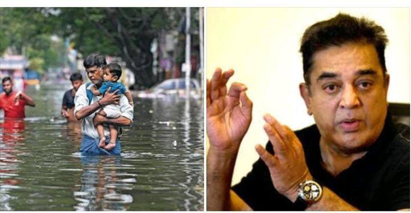 Kamal Haasan relief aid to flood affected people in Chennai KAK