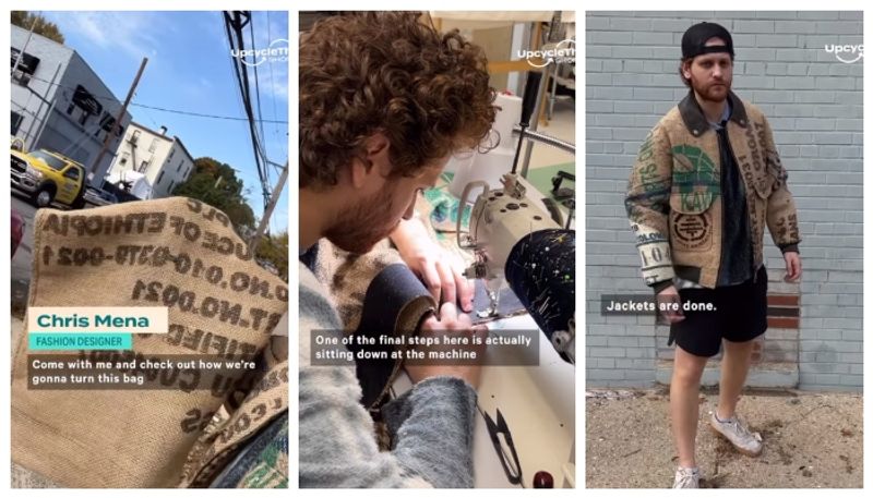 video of fashion designer Chris Mena making a jacket out of sacks has gone viral BKG 