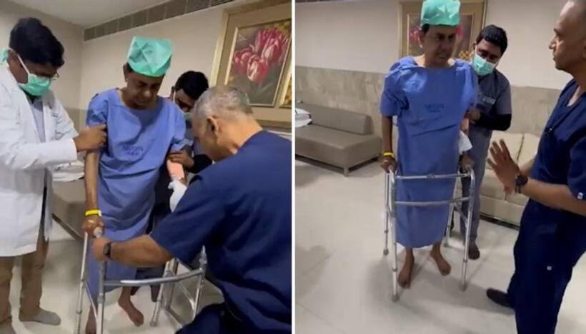 BRS releases first video of former Telangana CM KCR walking after hip replacement surgery (WATCH)