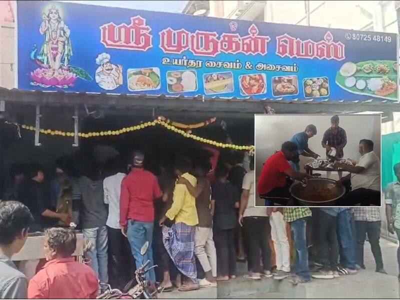 In Salem, many customers thronged to buy biryani, which was sold for Rs 10 vel