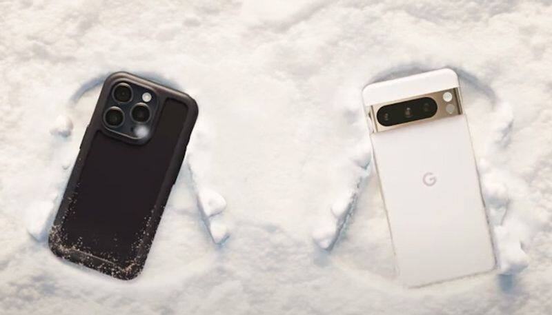 Google Pixel 8 Pro mocks iPhone 15 Pro in snowy fun face off WATCH gcw