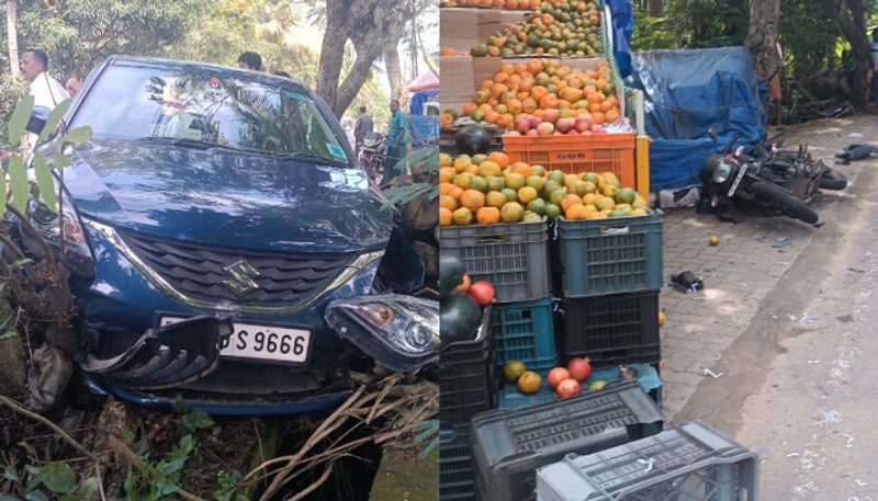 car lost control and hits street vendor and others two injured in alappuzha etj