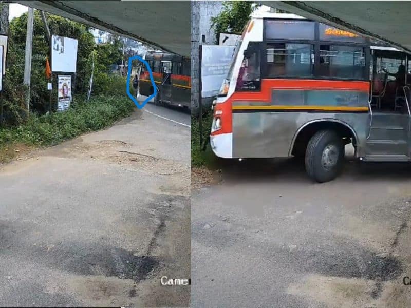 college student highly injured while private bus hit in coimbatore video goes viral vel