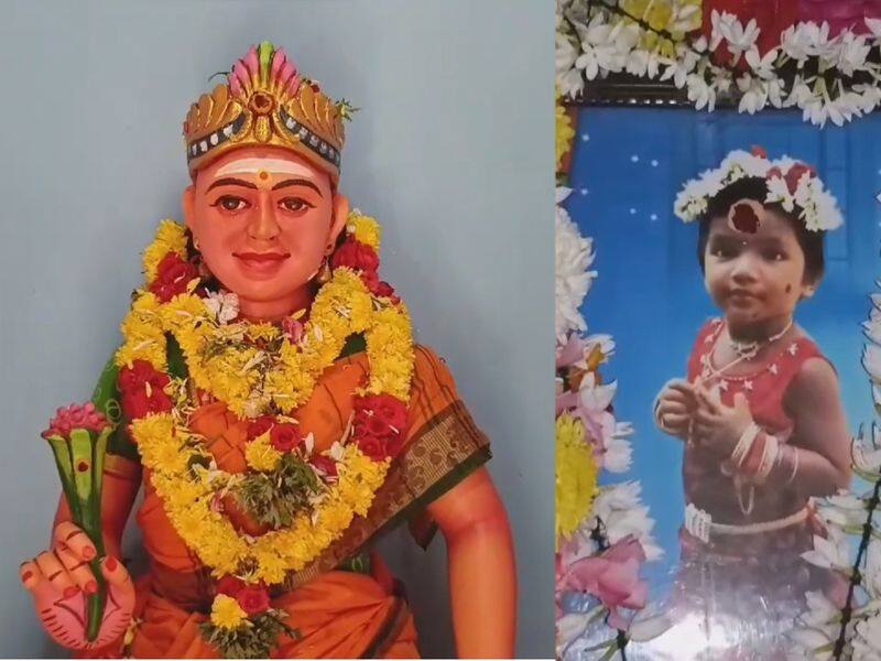 man build temple for memory of her died 2 year old child in thiruvarur vel