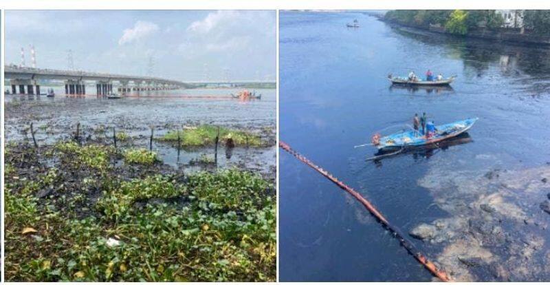 The Tamil Nadu government has informed that modern machinery is being used to clean up the oil spill caused by the flood KAK