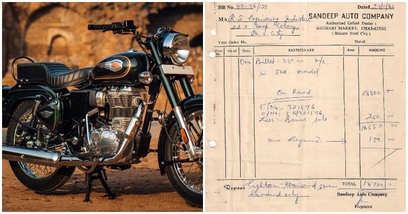 Royal Enfield Bullet 350cc Bill From 1986 Goes Viral sgb