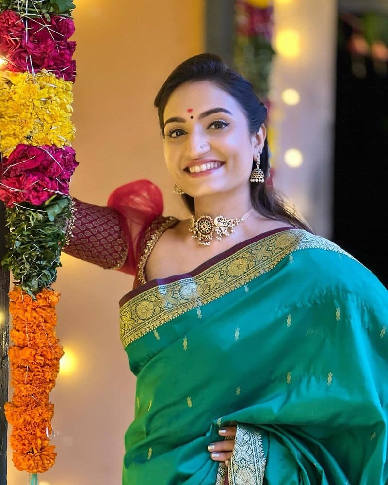 Kannada Serial Actress Vaishnavi Gowda in Green in Saree, Fans comment Beautiful Vin