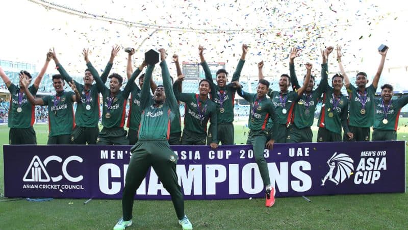 The Bangladesh U19 team has created a record by winning the trophy for the first time in the Under-19 Asia Cup 2023 cricket held in Dubai rsk