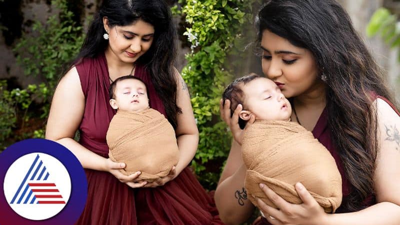 Small screen Radha Kalyana actress Radhika Rao with baby photoshoot with newly born son pav 