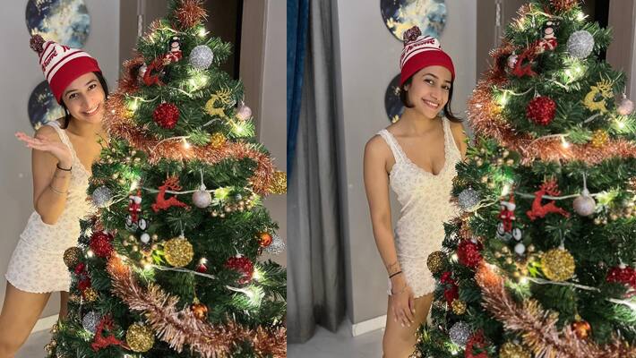 dhanashree-Verma-poses-with-Christmas-tree