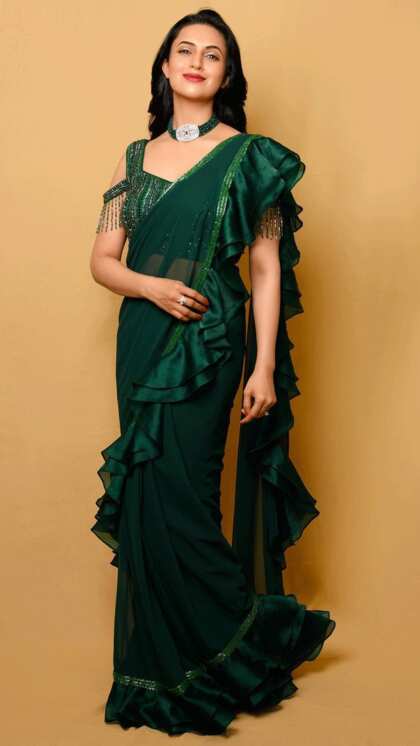 Green Ruffle Saree
