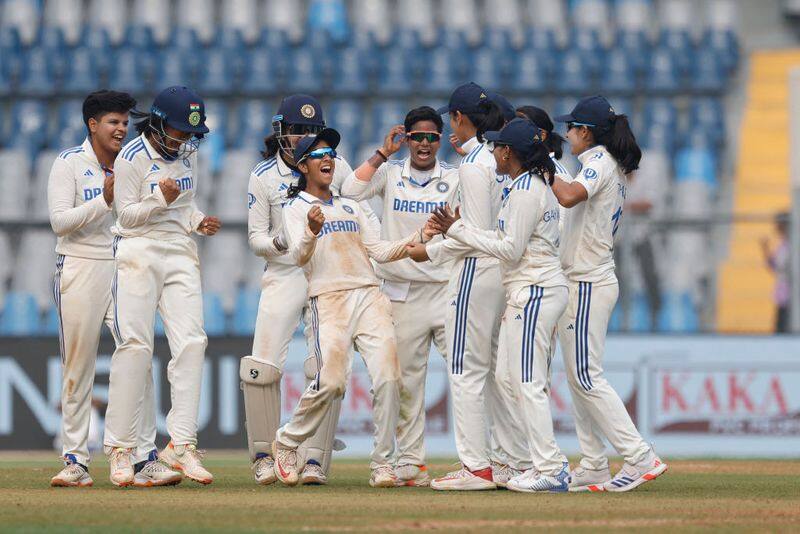 India beat Australia 8 wkts for the first time in Womens Test cricket at Wankhede Stadium, Mumbai rsk