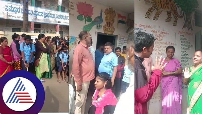 Teachers who cleaned the toilet by school children at yashwantapur andrahalli government school bengaluru rav