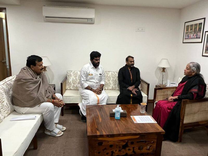 Union Minister Nirmala Sitharaman consultation with Annamalai and L Murugan regarding Tamil Nadu floods KAK