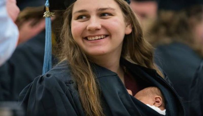 10 days old child in graduation gown womans photo viral rlp