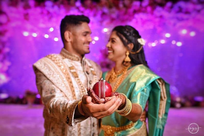 Chennai Super Kings Fast Bowler Tushar Deshpande ties the knot with his school crush Nabha Gaddamwar rsk