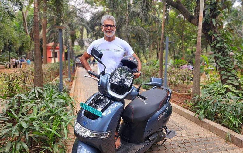 Greenride campaign Milind Soman covers 200 km on TVS iQube across 4 cities concludes in Bengaluru ckm