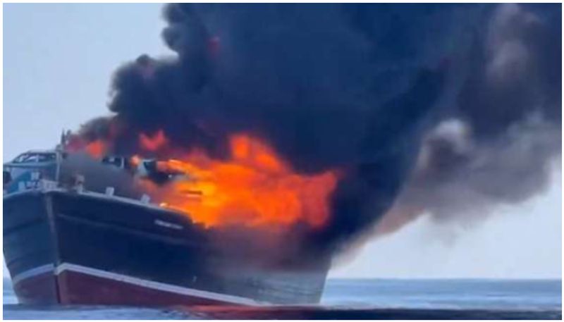 Ship catches fire in oman and rescued11 Indian passengers onboard 