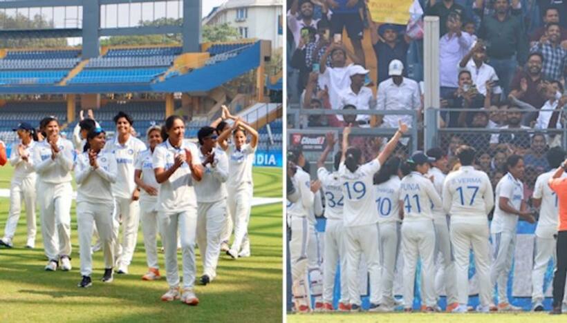 Wankhede erupts again! Fans sing Vande Mataram as India (W) record maiden win over Australia (W)   WATCH