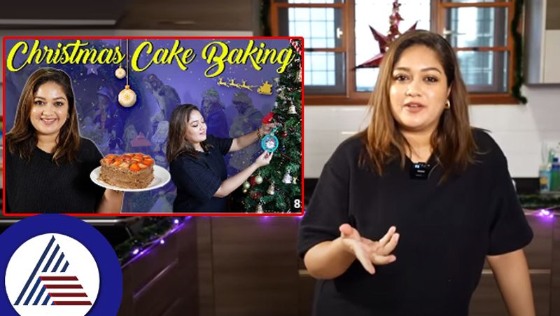 Actress Meghana Raj Sharing Strawberry Chocolate Cake on the eve of Christmas suc