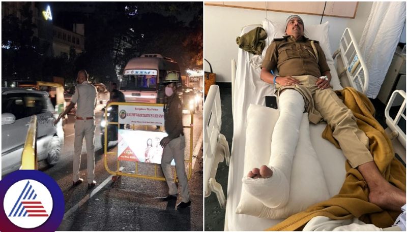 Bengaluru city night rounds police leg broken on Biker hit and run case sat