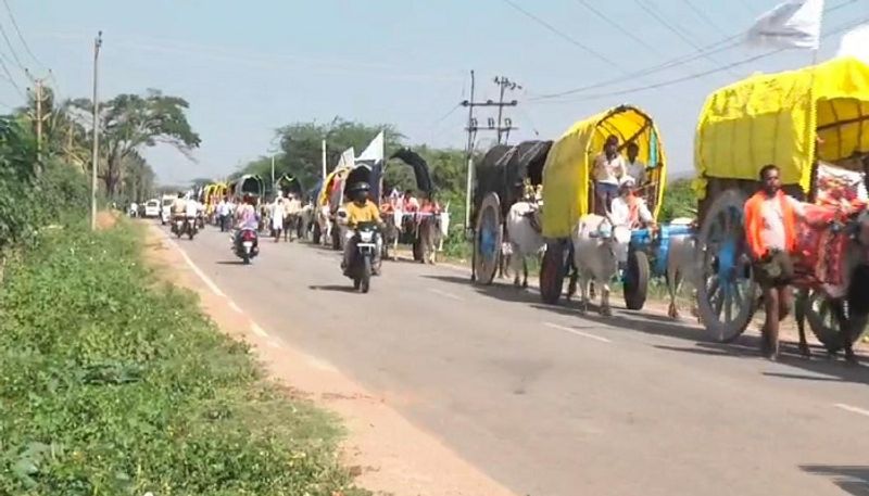 Bullock Cart Yatra Held in Chitradurga grg 