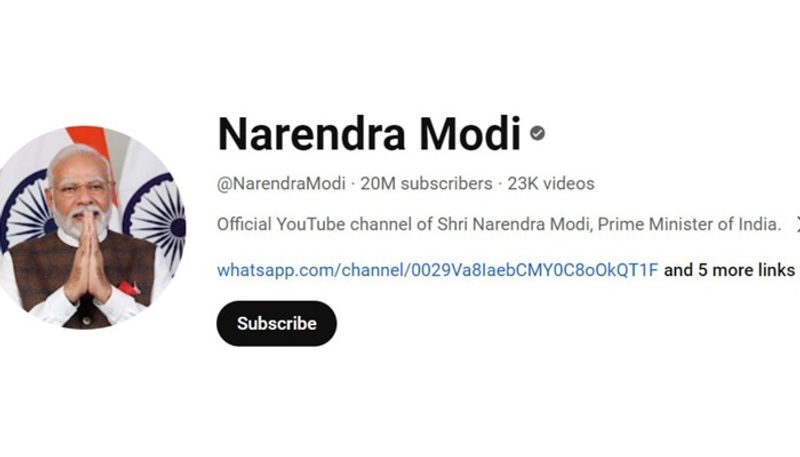 PM Modi becomes first world leader to hit 20 million subscribers on YouTube lns