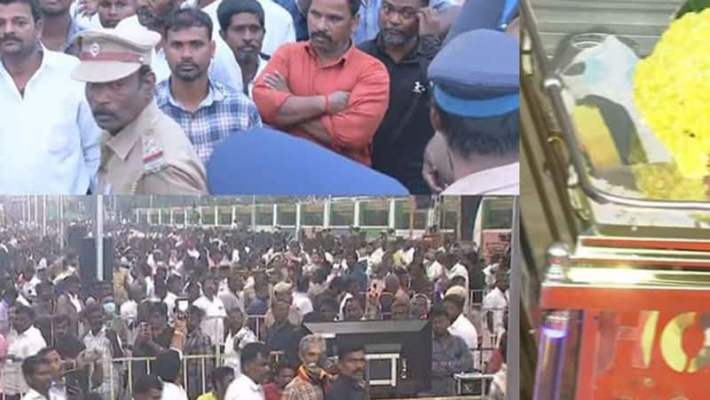 Captain Vijayakanth body brought to Chennai theevuthidal for public tribute tvk