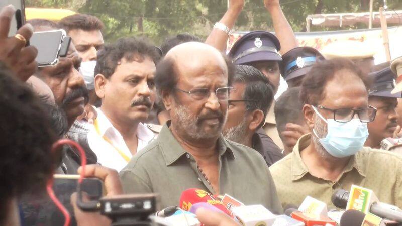 actor rajinikanth paid last respect to dmdk president vijayakanth at chennai vel