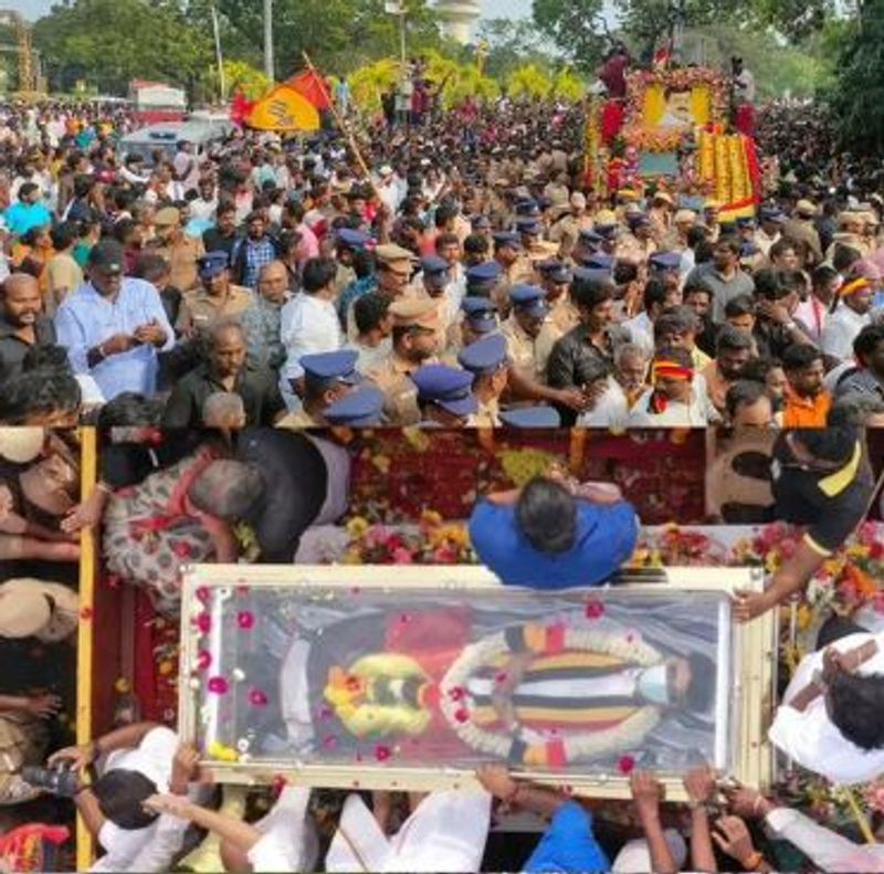 Captain Vijayakanth Death funeral garuda circled in the sky viral video Rya