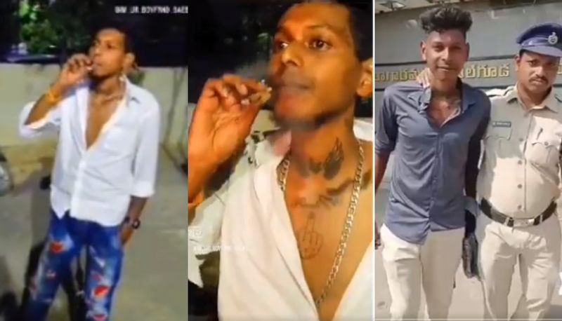 smokes ganja near police station for viral video youth arrested joy