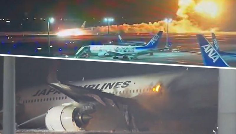 BREAKING Japan Airlines plane in flames on the runway at Tokyo's Haneda Airport; dramatic videos go viral snt