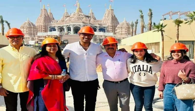 Actor and Politician Sarathkumar visited First Hindu Mandhir in UAE photos viral ans