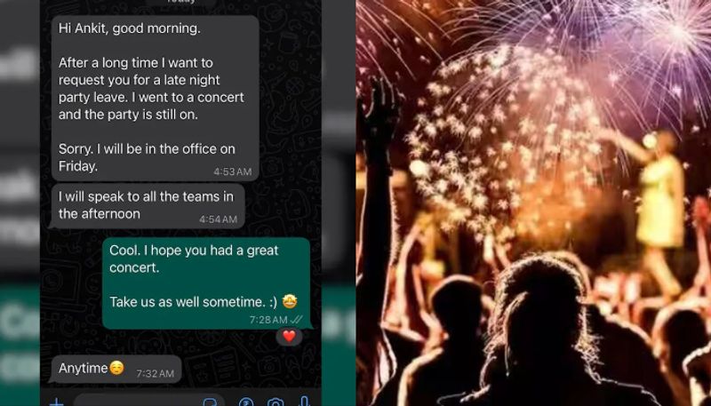 CEO Response To Employees Late Night Party Leave Request Goes Viral in linked in vkv