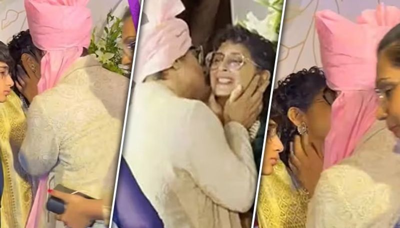 Video Aamir Khan peck on ex-wife Kiran Rao  cheek at daughter Ira Khan wedding netizens react 