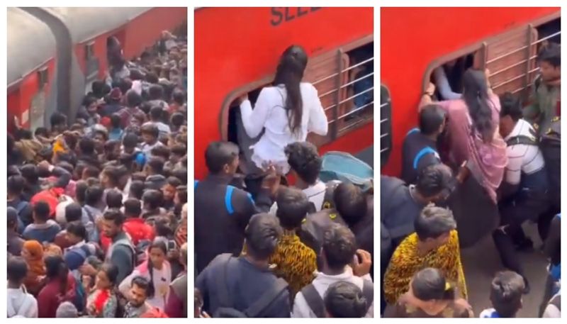 video of women boarding a train through a window at ujjain station has gone viral bkg