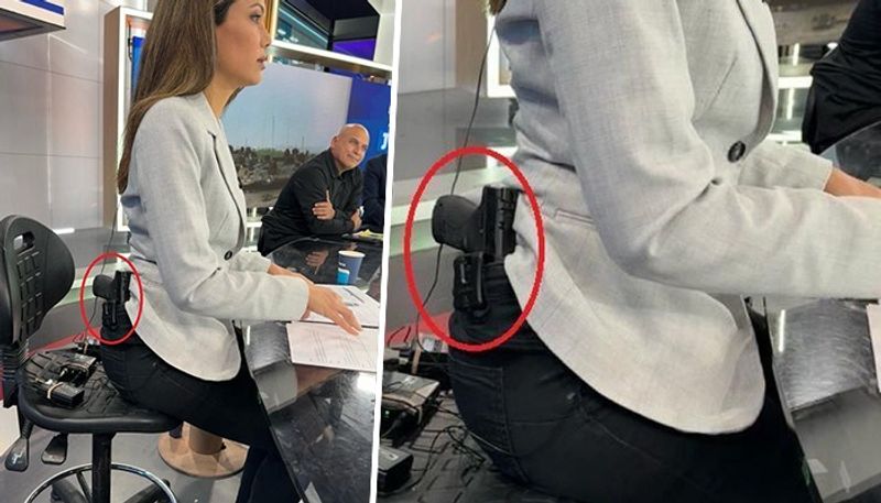 Viral photo of Israeli news presenter Lital Shemesh with gun on her hip during broadcast sparks heated debate snt