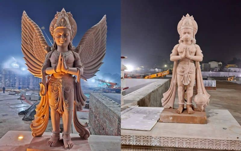 Statues of lions and elephants at the entrance of Ayodhya Ram Temple - bsb