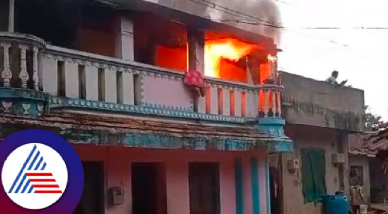 A house burn by an electrical short circuit Material worth 10 lakhs Loss at belagavi rav