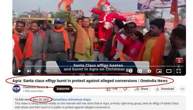 fact check video of burning Santa Claus effigy circulating with false claim