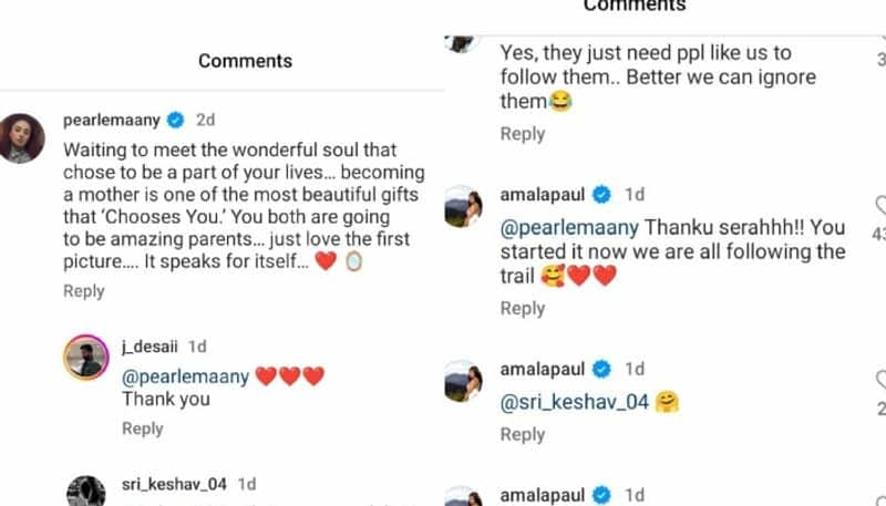 pearle maaney comment for actress amala paul pregnancy revea post nrn 