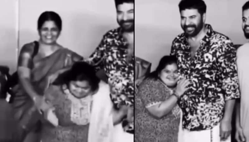 actor mammootty meet his special fan video goes viral nrn 